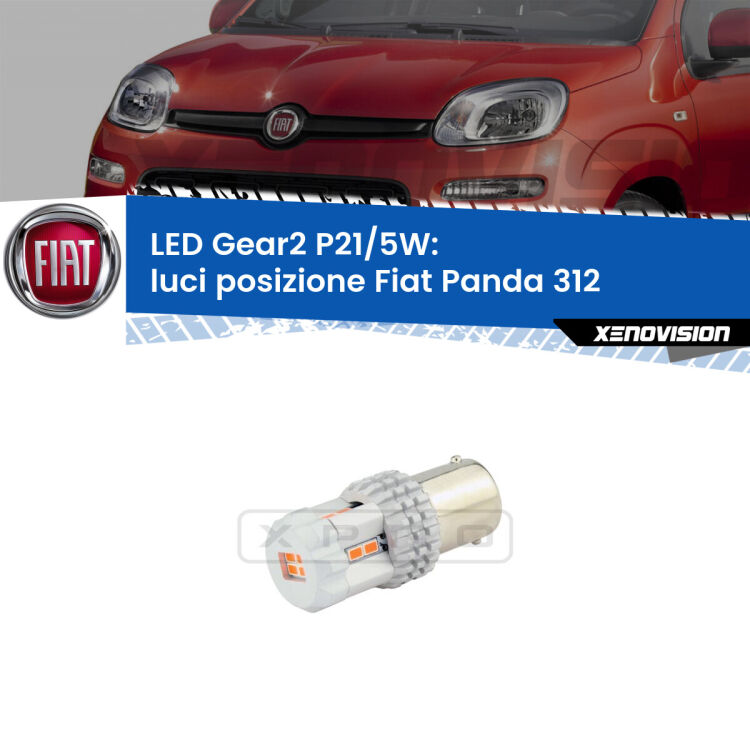 <strong>Luci posizione LED no-spie per Fiat Panda</strong> 312 2012in poi. Una lampada <strong>P21/5W</strong> modello Gear da Xenovision.