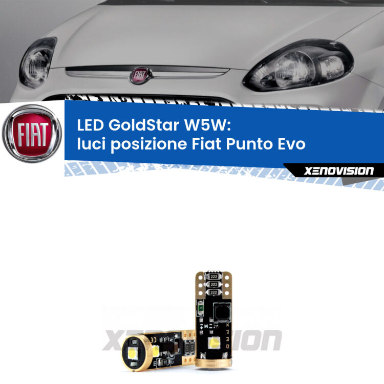 <strong>Luci posizione LED Fiat Punto Evo</strong>  2009-2015: ottima luminosità a 360 gradi. Si inseriscono ovunque. Canbus, Top Quality.