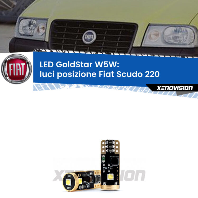 <strong>Luci posizione LED Fiat Scudo</strong> 220 1996-2006: ottima luminosità a 360 gradi. Si inseriscono ovunque. Canbus, Top Quality.