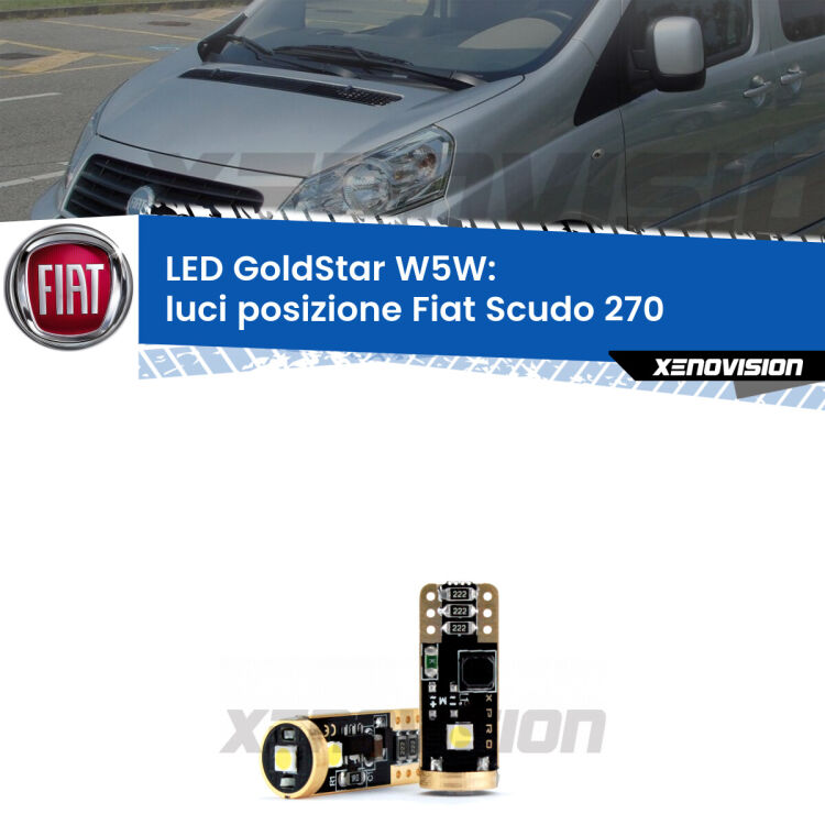 <strong>Luci posizione LED Fiat Scudo</strong> 270 2007-2016: ottima luminosità a 360 gradi. Si inseriscono ovunque. Canbus, Top Quality.