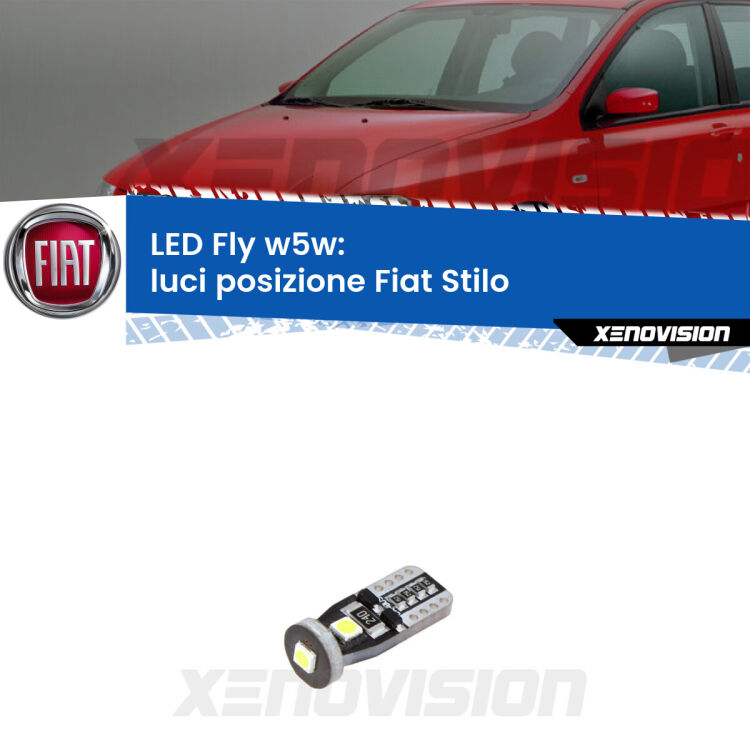 <strong>luci posizione LED per Fiat Stilo</strong>  2001-2006. Coppia lampadine <strong>w5w</strong> Canbus compatte modello Fly Xenovision.