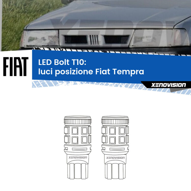 0 Luci posizione LED Fiat Tempra 1990-1996: T10 Bolt <strong>Luci posizione LED per Fiat Tempra</strong> 1990-1996. Coppia lampade <strong>T10</strong> modello Bolt canbus.