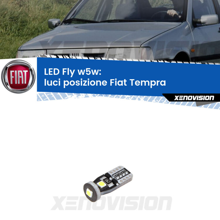 <strong>luci posizione LED per Fiat Tempra</strong>  1990-1996. Coppia lampadine <strong>w5w</strong> Canbus compatte modello Fly Xenovision.