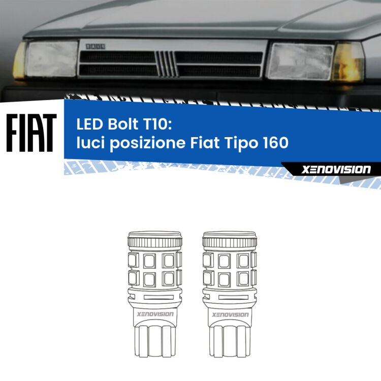 0 Luci posizione LED Fiat Tipo 160 1987-1996: T10 Bolt <strong>Luci posizione LED per Fiat Tipo</strong> 160 1987-1996. Coppia lampade <strong>T10</strong> modello Bolt canbus.