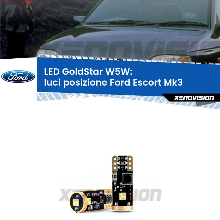 <strong>Luci posizione LED Ford Escort</strong> Mk3 1985-1990: ottima luminosità a 360 gradi. Si inseriscono ovunque. Canbus, Top Quality.