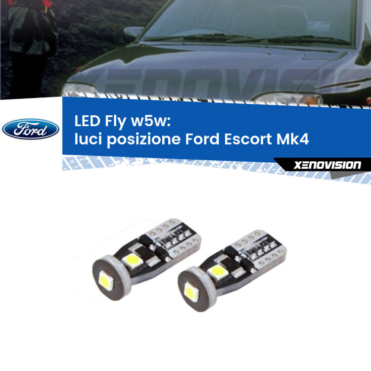 0 Luci posizione LED Ford Escort Mk4 1996-2000: W5W Fly <strong>luci posizione LED per Ford Escort</strong> Mk4 1996-2000. Coppia lampadine <strong>w5w</strong> Canbus compatte modello Fly Xenovision.