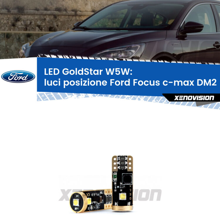<strong>Luci posizione LED Ford Focus c-max</strong> DM2 2003-2007: ottima luminosità a 360 gradi. Si inseriscono ovunque. Canbus, Top Quality.