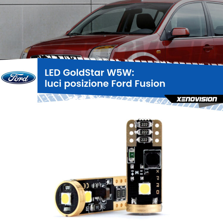 0 Luci posizione LED Ford Fusion  2002-2012: T10 GoldStar <strong>Luci posizione LED Ford Fusion</strong>  2002-2012: ottima luminosità a 360 gradi. Si inseriscono ovunque. Canbus, Top Quality.