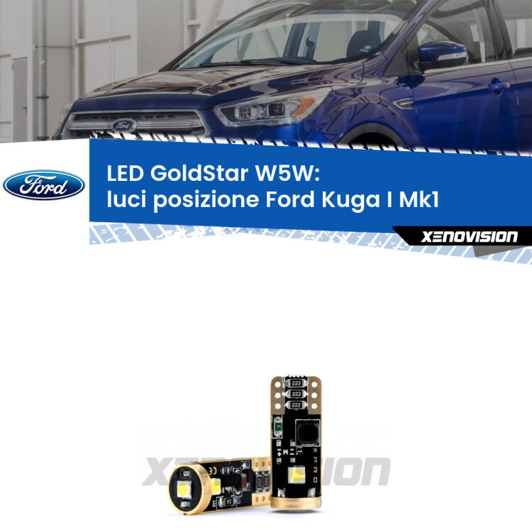 <strong>Luci posizione LED Ford Kuga I</strong> Mk1 2008-2012: ottima luminosità a 360 gradi. Si inseriscono ovunque. Canbus, Top Quality.
