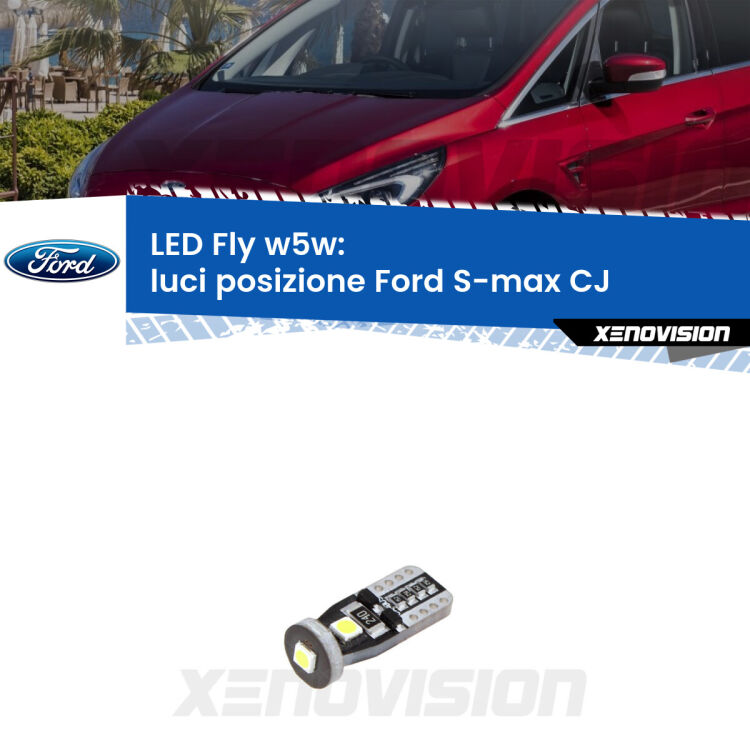 <strong>luci posizione LED per Ford S-max</strong> CJ 2015-2018. Coppia lampadine <strong>w5w</strong> Canbus compatte modello Fly Xenovision.