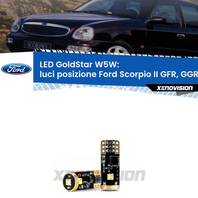 <strong>Luci posizione LED Ford Scorpio II</strong> GFR, GGR 1994-1998: ottima luminosità a 360 gradi. Si inseriscono ovunque. Canbus, Top Quality.