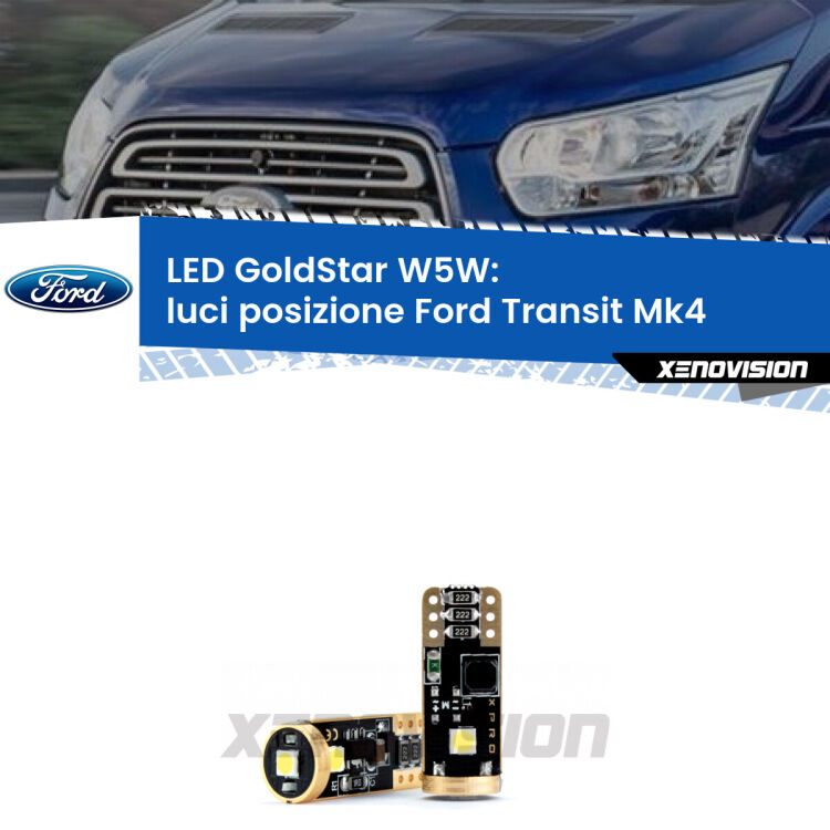 <strong>Luci posizione LED Ford Transit</strong> Mk4 2014in poi: ottima luminosità a 360 gradi. Si inseriscono ovunque. Canbus, Top Quality.