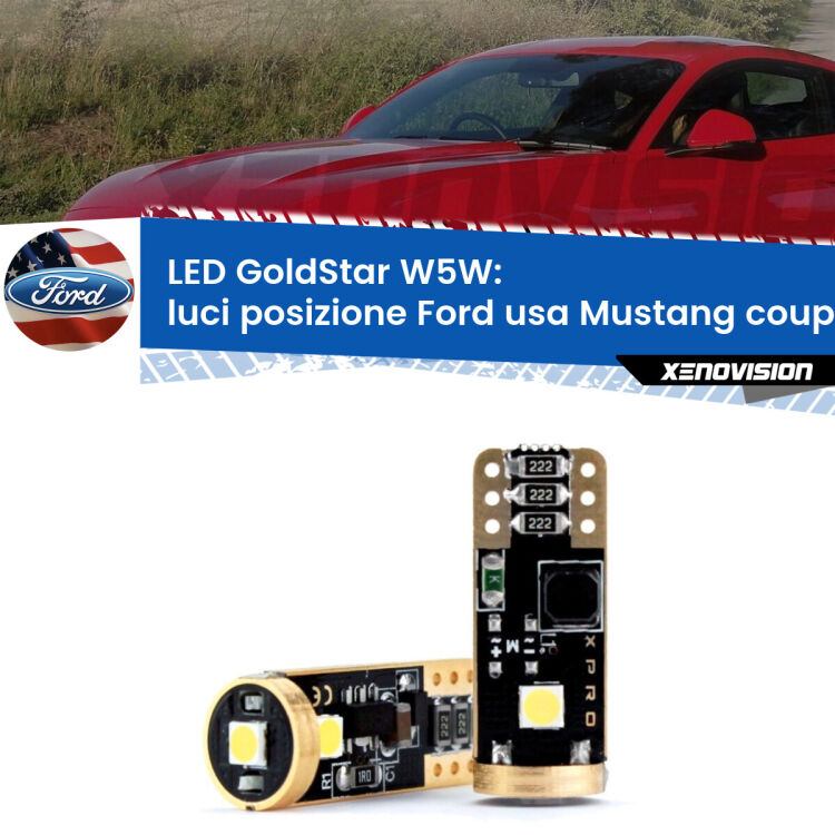 0 Luci posizione LED Ford usa Mustang coupe 2014-2016: T10 GoldStar <strong>Luci posizione LED Ford usa Mustang coupe</strong> 2014-2016: ottima luminosità a 360 gradi. Si inseriscono ovunque. Canbus, Top Quality.