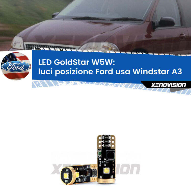 <strong>Luci posizione LED Ford usa Windstar</strong> A3 1995-2000: ottima luminosità a 360 gradi. Si inseriscono ovunque. Canbus, Top Quality.