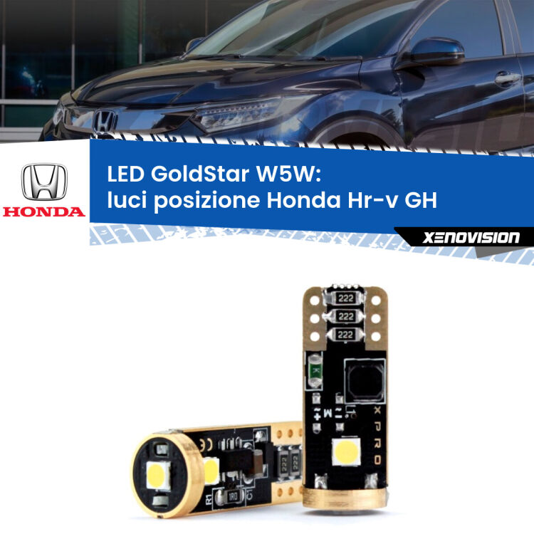 0 Luci posizione LED Honda Hr-v GH 1998-2012: T10 GoldStar <strong>Luci posizione LED Honda Hr-v</strong> GH 1998-2012: ottima luminosità a 360 gradi. Si inseriscono ovunque. Canbus, Top Quality.