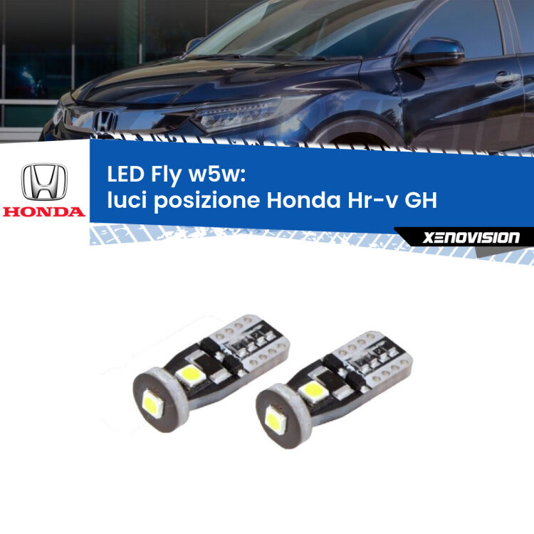 0 Luci posizione LED Honda Hr-v GH 1998-2012: W5W Fly <strong>luci posizione LED per Honda Hr-v</strong> GH 1998-2012. Coppia lampadine <strong>w5w</strong> Canbus compatte modello Fly Xenovision.