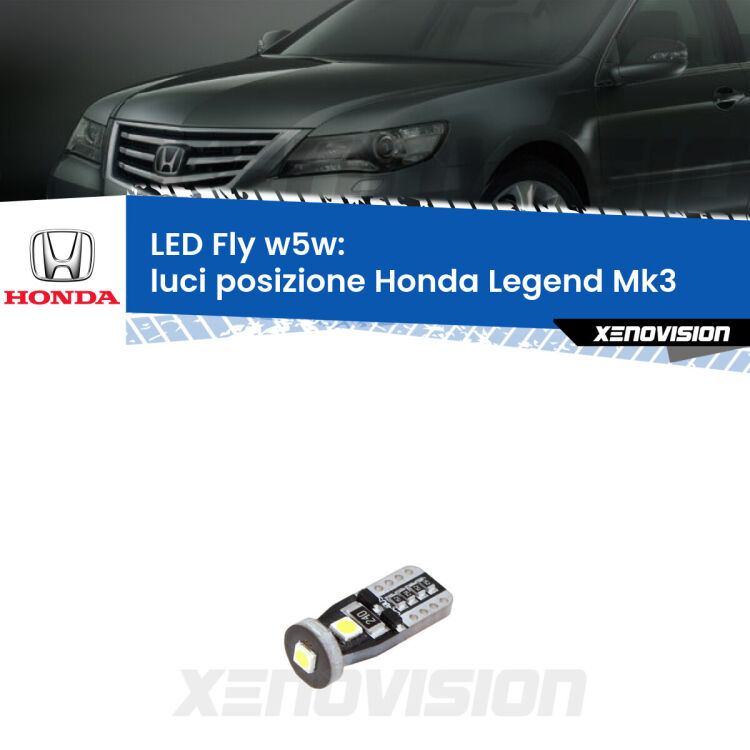 <strong>luci posizione LED per Honda Legend</strong> Mk3 1996-2004. Coppia lampadine <strong>w5w</strong> Canbus compatte modello Fly Xenovision.