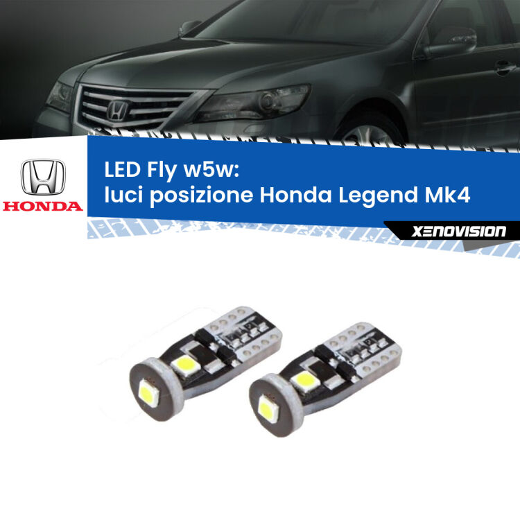 0 Luci posizione LED Honda Legend Mk4 2006-2013: W5W Fly <strong>luci posizione LED per Honda Legend</strong> Mk4 2006-2013. Coppia lampadine <strong>w5w</strong> Canbus compatte modello Fly Xenovision.