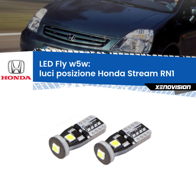 0 Luci posizione LED Honda Stream RN1 2001-2006: W5W Fly <strong>luci posizione LED per Honda Stream</strong> RN1 2001-2006. Coppia lampadine <strong>w5w</strong> Canbus compatte modello Fly Xenovision.