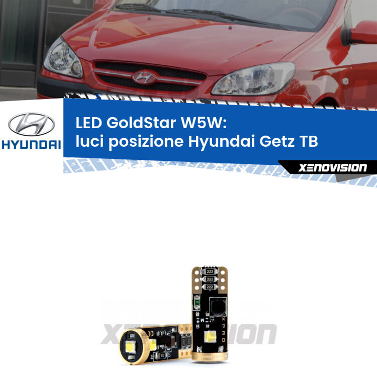 <strong>Luci posizione LED Hyundai Getz</strong> TB 2002-2009: ottima luminosità a 360 gradi. Si inseriscono ovunque. Canbus, Top Quality.