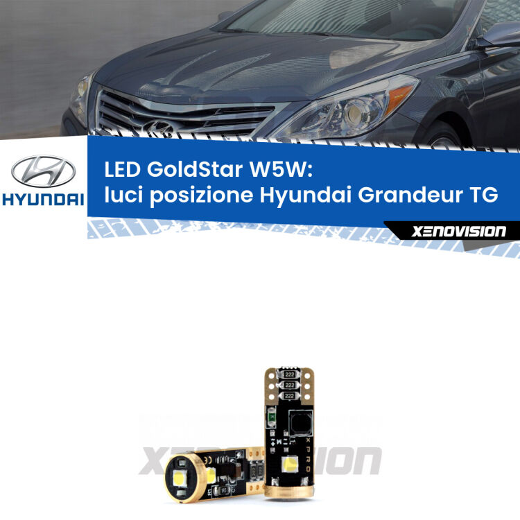 <strong>Luci posizione LED Hyundai Grandeur</strong> TG 2005-2011: ottima luminosità a 360 gradi. Si inseriscono ovunque. Canbus, Top Quality.