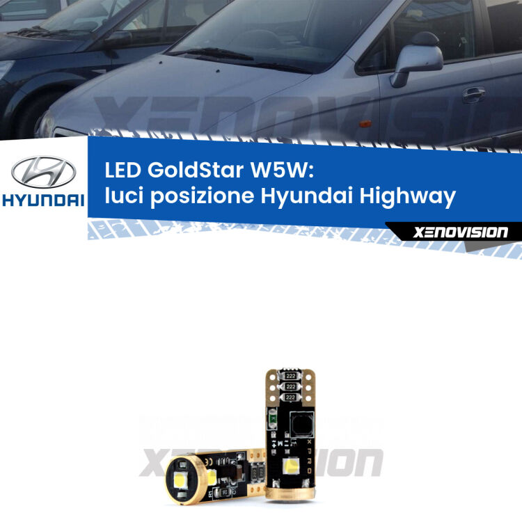 <strong>Luci posizione LED Hyundai Highway</strong>  2000-2004: ottima luminosità a 360 gradi. Si inseriscono ovunque. Canbus, Top Quality.