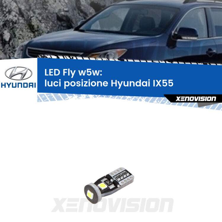 <strong>luci posizione LED per Hyundai IX55</strong>  2008-2012. Coppia lampadine <strong>w5w</strong> Canbus compatte modello Fly Xenovision.