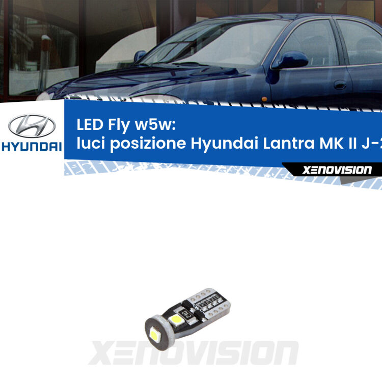 <strong>luci posizione LED per Hyundai Lantra MK II</strong> J-2 1995-2000. Coppia lampadine <strong>w5w</strong> Canbus compatte modello Fly Xenovision.