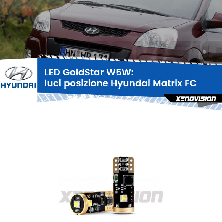 <strong>Luci posizione LED Hyundai Matrix</strong> FC 2001-2010: ottima luminosità a 360 gradi. Si inseriscono ovunque. Canbus, Top Quality.