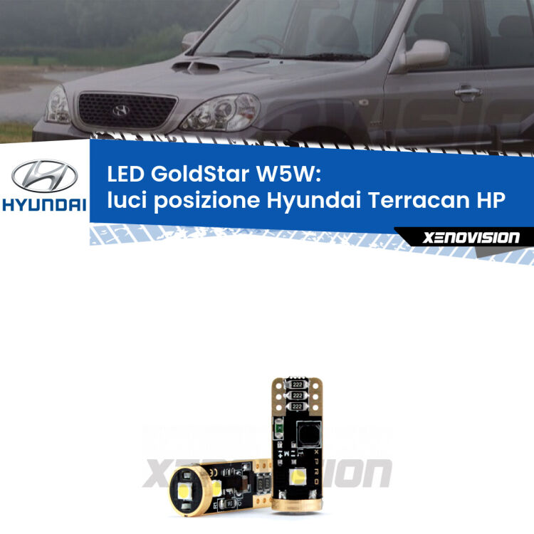 <strong>Luci posizione LED Hyundai Terracan</strong> HP 2001-2006: ottima luminosità a 360 gradi. Si inseriscono ovunque. Canbus, Top Quality.