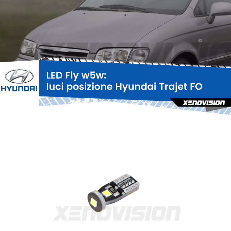 <strong>luci posizione LED per Hyundai Trajet</strong> FO 2000-2008. Coppia lampadine <strong>w5w</strong> Canbus compatte modello Fly Xenovision.