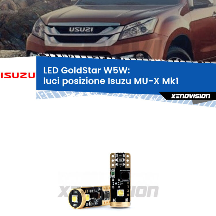 <strong>Luci posizione LED Isuzu MU-X</strong> Mk1 2013-2019: ottima luminosità a 360 gradi. Si inseriscono ovunque. Canbus, Top Quality.