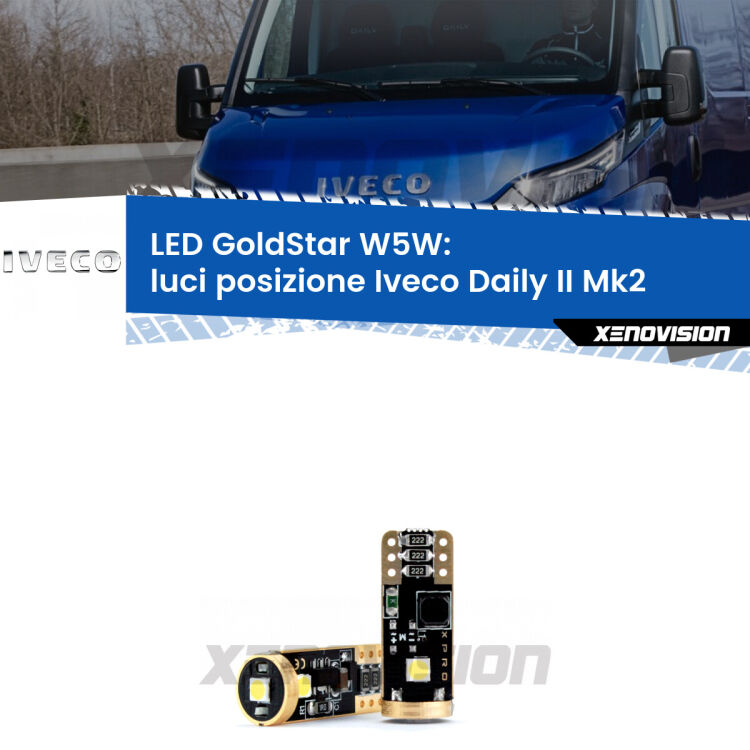 <strong>Luci posizione LED Iveco Daily II</strong> Mk2 2006-2011: ottima luminosità a 360 gradi. Si inseriscono ovunque. Canbus, Top Quality.
