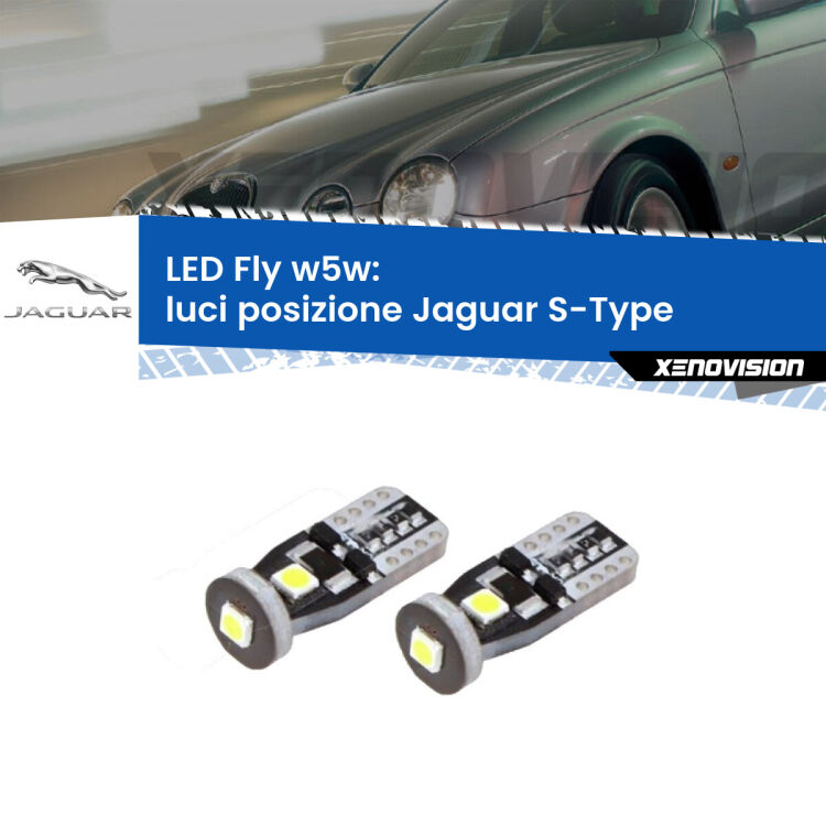 0 Luci posizione LED Jaguar S-Type 1999-2007: W5W Fly <strong>luci posizione LED per Jaguar S-Type</strong> 1999-2007. Coppia lampadine <strong>w5w</strong> Canbus compatte modello Fly Xenovision.