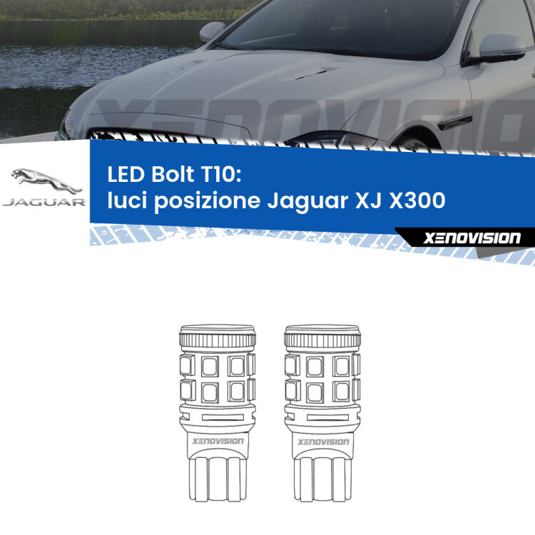0 Luci posizione LED Jaguar XJ X300 1994-1997: T10 Bolt <strong>Luci posizione LED per Jaguar XJ</strong> X300 1994-1997. Coppia lampade <strong>T10</strong> modello Bolt canbus.