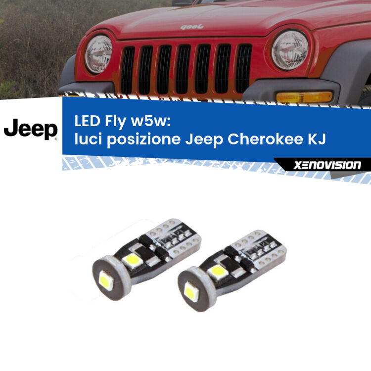0 Luci posizione LED Jeep Cherokee KJ 2002-2007: W5W Fly <strong>luci posizione LED per Jeep Cherokee</strong> KJ 2002-2007. Coppia lampadine <strong>w5w</strong> Canbus compatte modello Fly Xenovision.