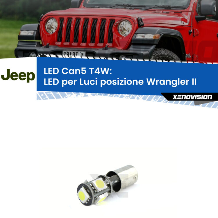 <strong>luci posizione LED per Jeep Wrangler II</strong> TJ 1996-2005. Lampadina <strong>Ba9s</strong> Canbus compatta da Xenovision.