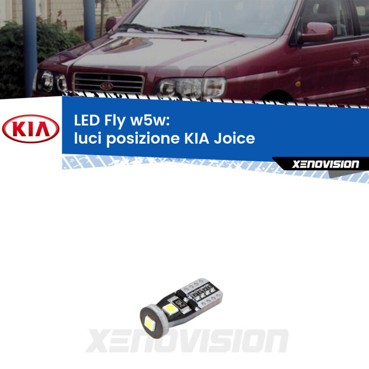 <strong>luci posizione LED per KIA Joice</strong>  2000-2003. Coppia lampadine <strong>w5w</strong> Canbus compatte modello Fly Xenovision.