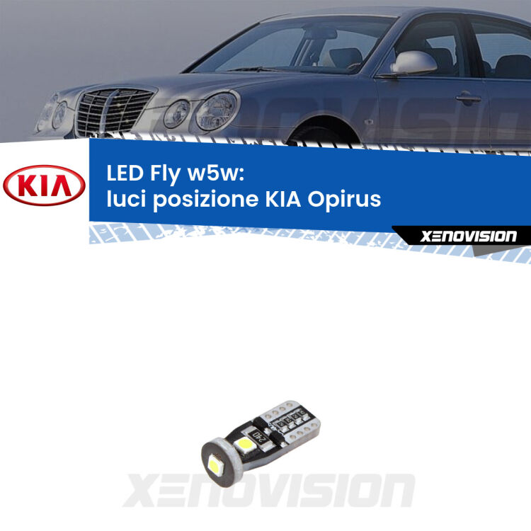 <strong>luci posizione LED per KIA Opirus</strong>  2003-2011. Coppia lampadine <strong>w5w</strong> Canbus compatte modello Fly Xenovision.