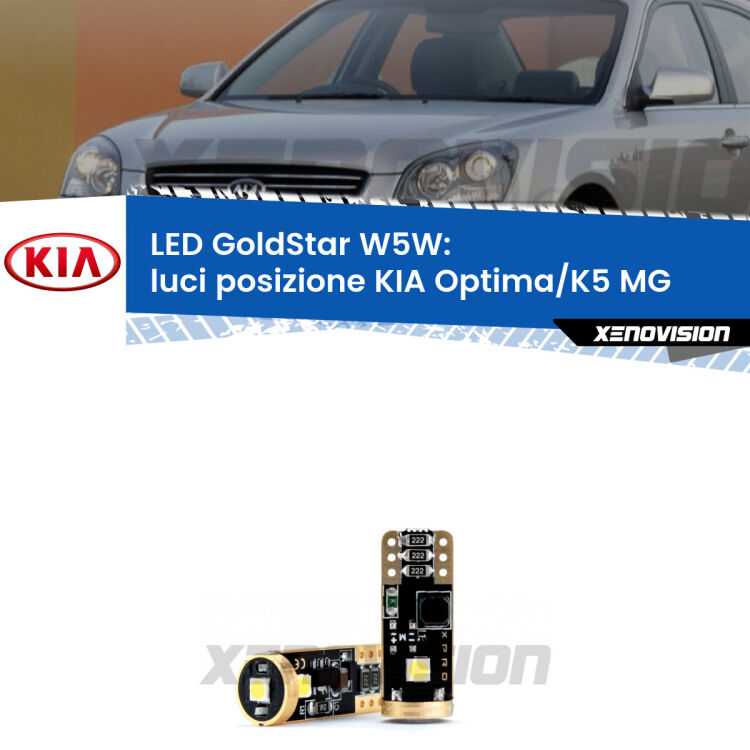 <strong>Luci posizione LED KIA Optima/K5</strong> MG 2005-2009: ottima luminosità a 360 gradi. Si inseriscono ovunque. Canbus, Top Quality.
