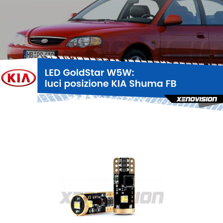 <strong>Luci posizione LED KIA Shuma</strong> FB 1997-2000: ottima luminosità a 360 gradi. Si inseriscono ovunque. Canbus, Top Quality.