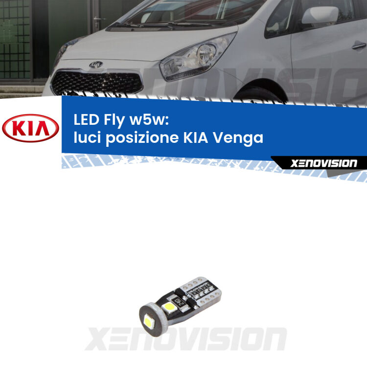 <strong>luci posizione LED per KIA Venga</strong>  2010-2019. Coppia lampadine <strong>w5w</strong> Canbus compatte modello Fly Xenovision.