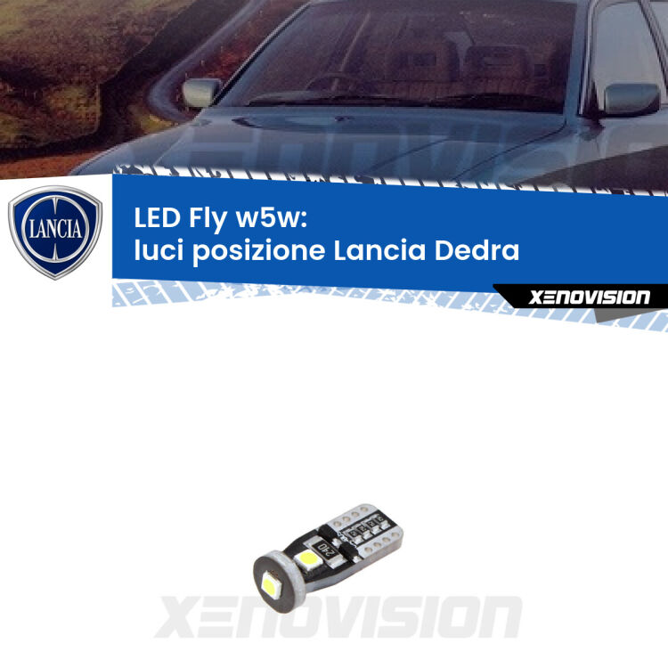 <strong>luci posizione LED per Lancia Dedra</strong>  1989-1999. Coppia lampadine <strong>w5w</strong> Canbus compatte modello Fly Xenovision.