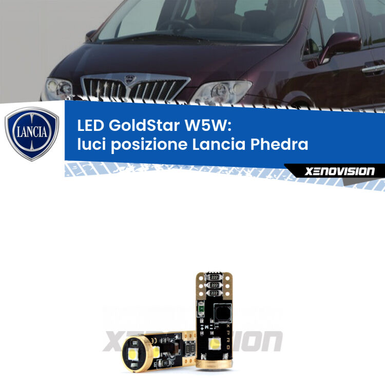 <strong>Luci posizione LED Lancia Phedra</strong>  2002-2010: ottima luminosità a 360 gradi. Si inseriscono ovunque. Canbus, Top Quality.