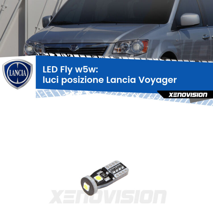 <strong>luci posizione LED per Lancia Voyager</strong>  2011-2014. Coppia lampadine <strong>w5w</strong> Canbus compatte modello Fly Xenovision.