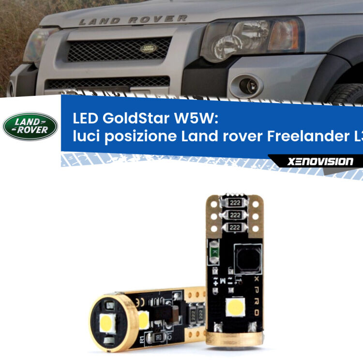 0 Luci posizione LED Land rover Freelander L314 1998-2006: T10 GoldStar <strong>Luci posizione LED Land rover Freelander</strong> L314 1998-2006: ottima luminosità a 360 gradi. Si inseriscono ovunque. Canbus, Top Quality.