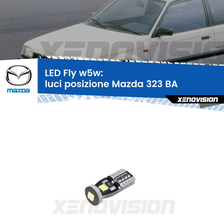 <strong>luci posizione LED per Mazda 323</strong> BA 1994-1998. Coppia lampadine <strong>w5w</strong> Canbus compatte modello Fly Xenovision.