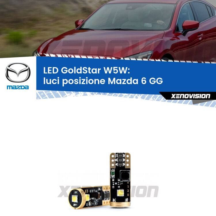 <strong>Luci posizione LED Mazda 6</strong> GG 2002-2007: ottima luminosità a 360 gradi. Si inseriscono ovunque. Canbus, Top Quality.