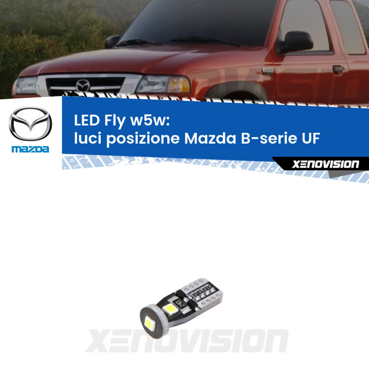 <strong>luci posizione LED per Mazda B-serie</strong> UF 1996-1999. Coppia lampadine <strong>w5w</strong> Canbus compatte modello Fly Xenovision.