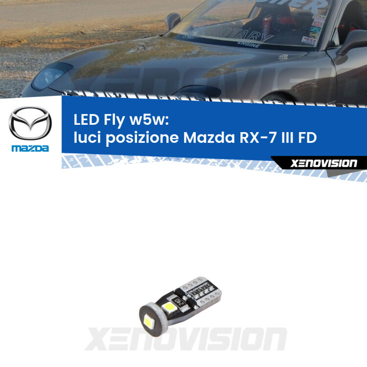 <strong>luci posizione LED per Mazda RX-7 III</strong> FD 1992-2002. Coppia lampadine <strong>w5w</strong> Canbus compatte modello Fly Xenovision.